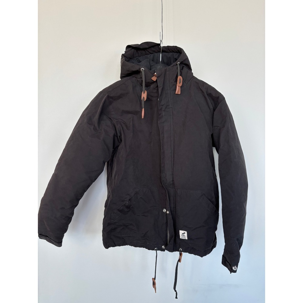 Fat Moose Denmark Mens Black Hooded Parka Jacket Utility Gorpcore Coat Size M